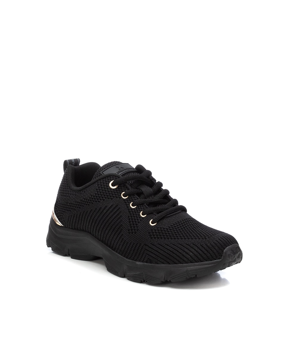 Zapatilla de mujer textil con cordones - Negro Negro-3