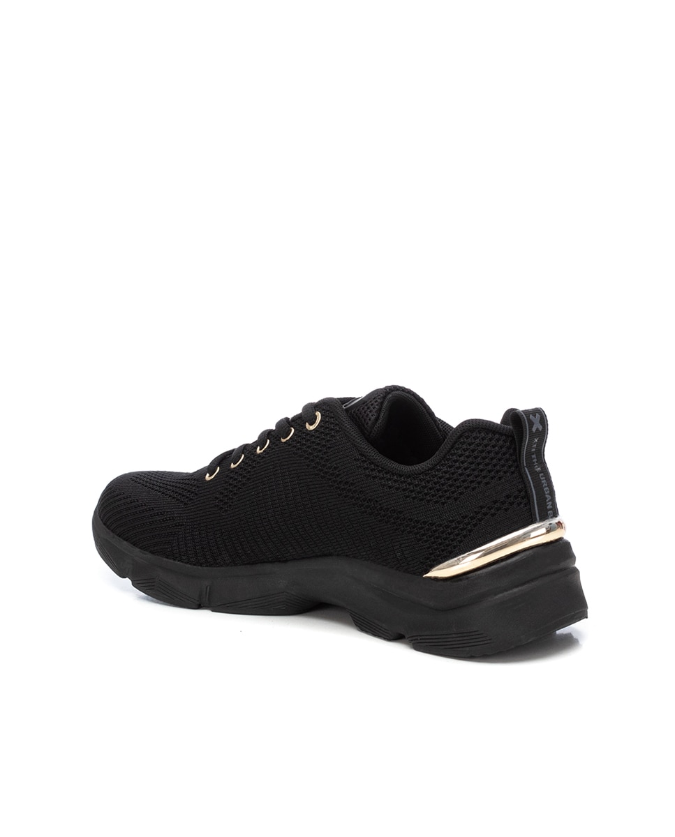 Zapatilla de mujer textil con cordones - Negro Negro-4