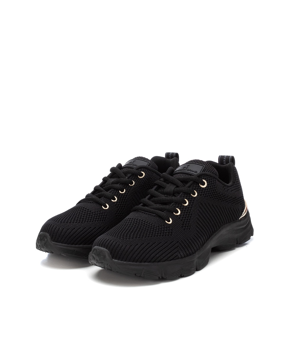 Zapatilla de mujer textil con cordones - Negro Negro-5