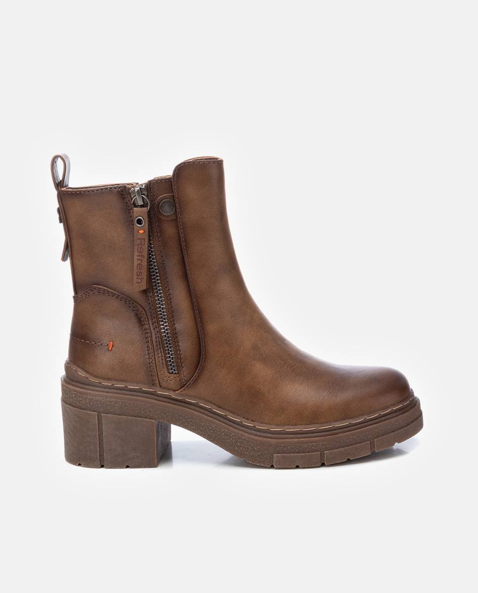 Botines de mujer con cremallera - Refresh - Marrón Marrón-1