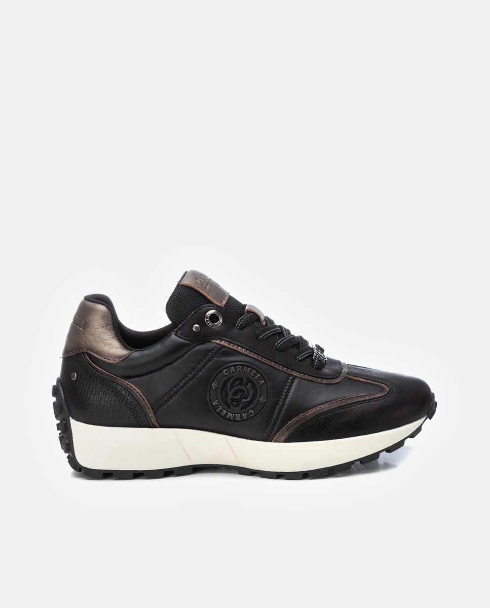 Carmela - Zapatillas de piel de mujer con cordones y suela de goma.