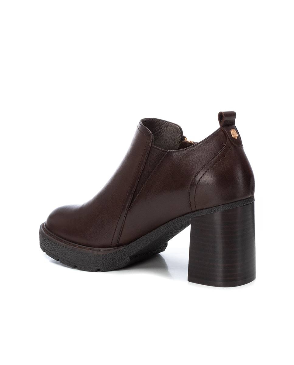 Botines básicos de mujer de piel con tacón alto y cremallera - Carmela - Marrón Marrón-2