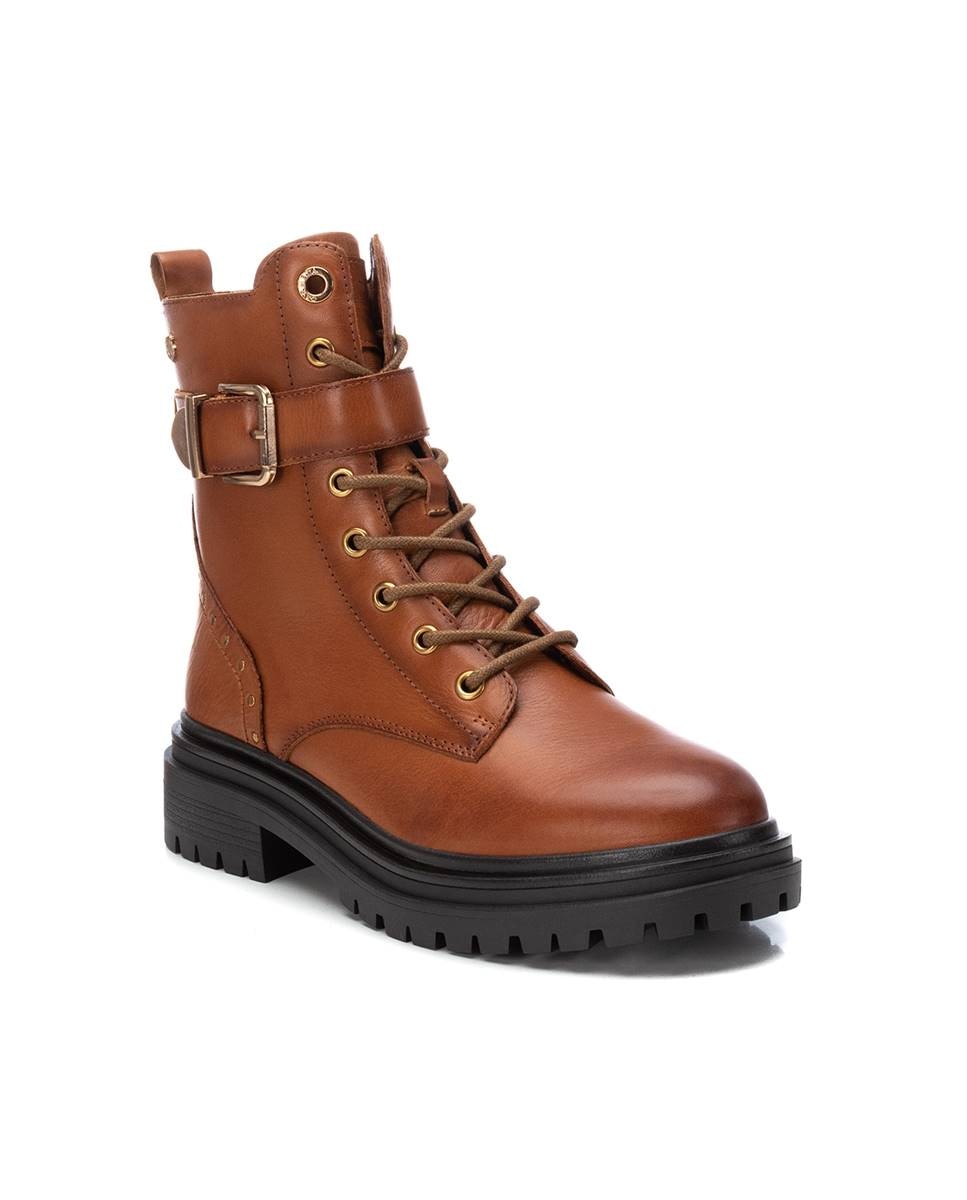 Botín de mujer con cordones de piel - Carmela - Camel Camel-2