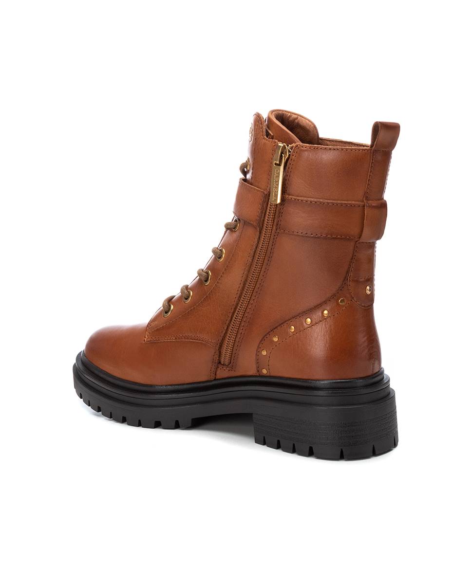Botín de mujer con cordones de piel - Carmela - Camel Camel-4
