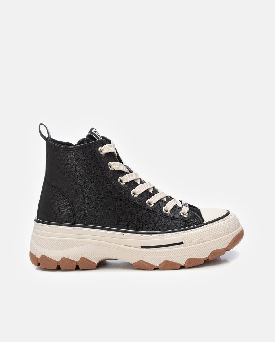 Botines de mujer con cordones - Refresh - Negro Negro-1