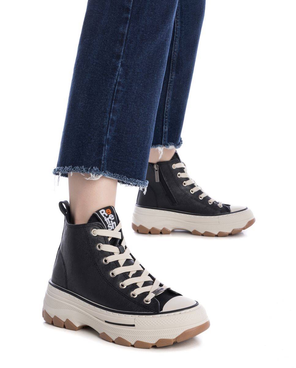 Botines de mujer con cordones - Refresh - Negro Negro-2