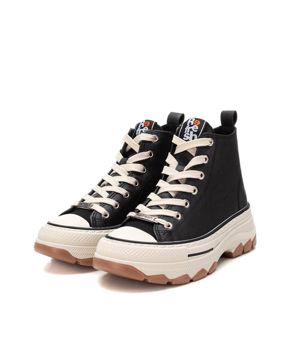 Botines de mujer con cordones - Refresh - Negro Negro-4