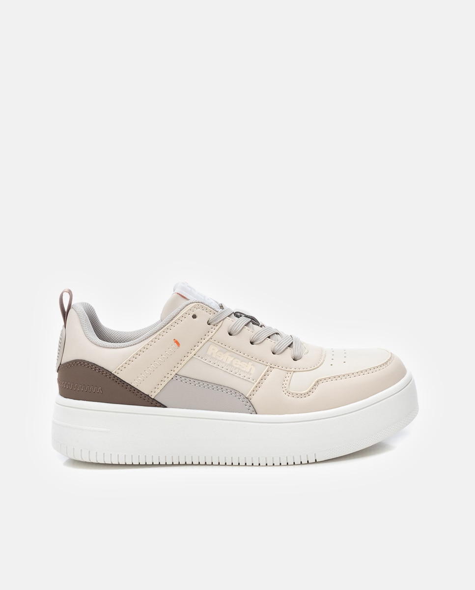 Refresh - Zapatillas de lona de mujer con cordones y suela blanca de goma.