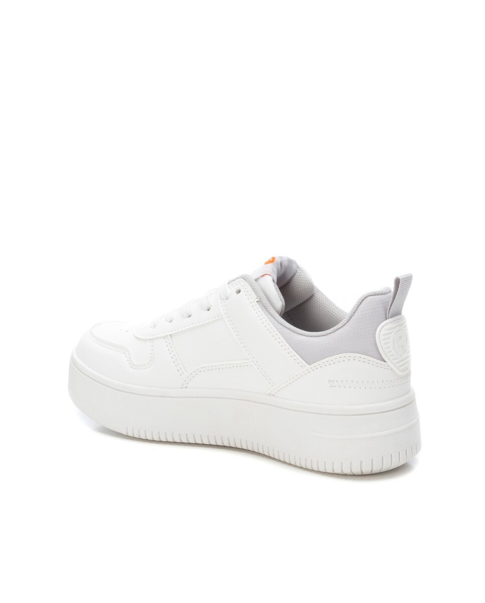 Zapatillas de lona de mujer con cordones y suela blanca de goma - Refresh - Blanco Blanco-4