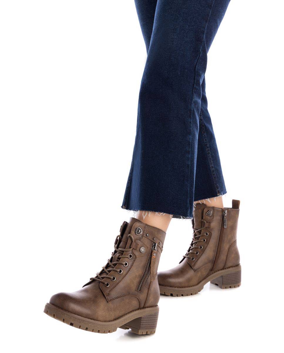 Botines de mujer con cordones y cremallera - Refresh - Marrón Marrón-2