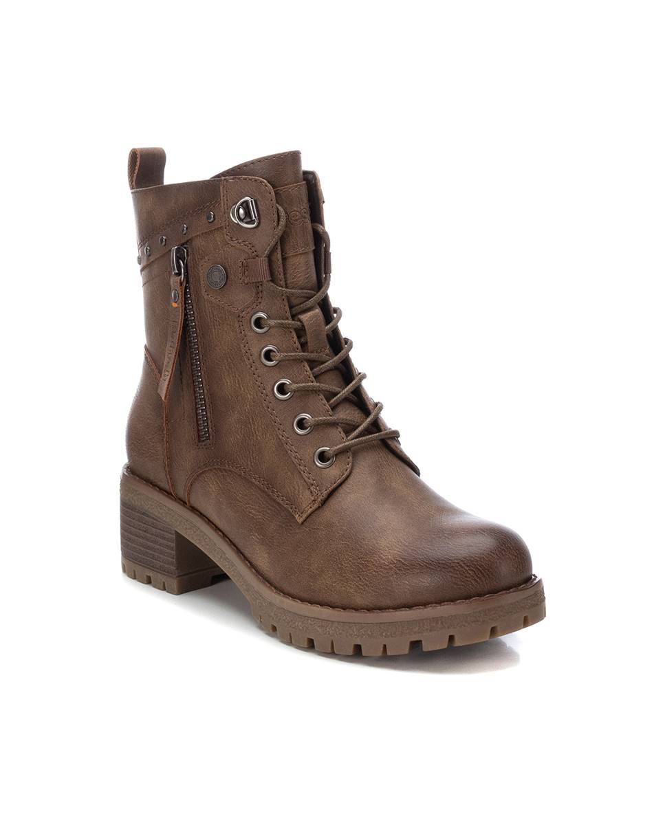 Botines de mujer con cordones y cremallera - Refresh - Marrón Marrón-3