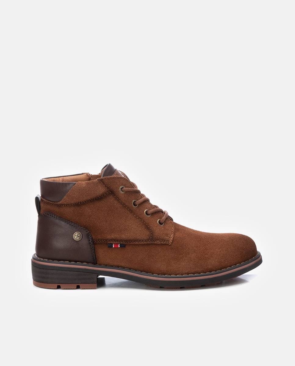 Imagen 1 de Botines de piel de hombre con cordones de serraje - Camel Camel