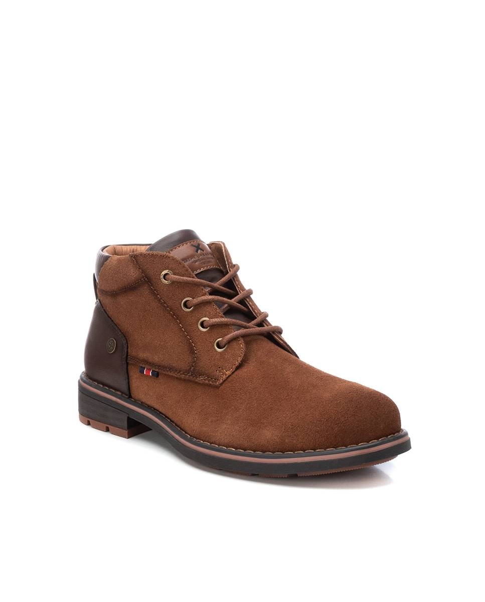 Imagen 3 de Botines de piel de hombre con cordones de serraje - Camel Camel