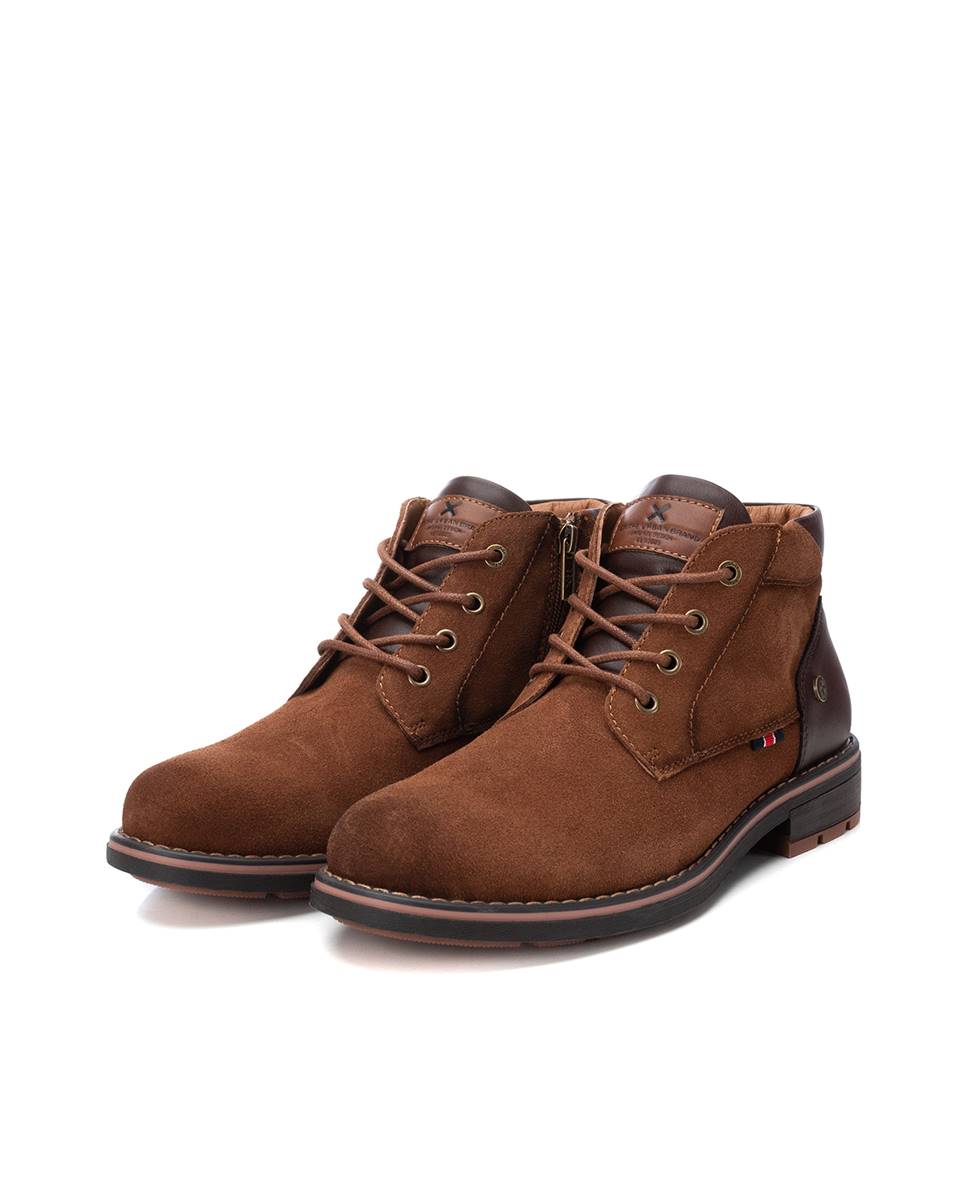 Imagen 4 de Botines de piel de hombre con cordones de serraje - Camel Camel