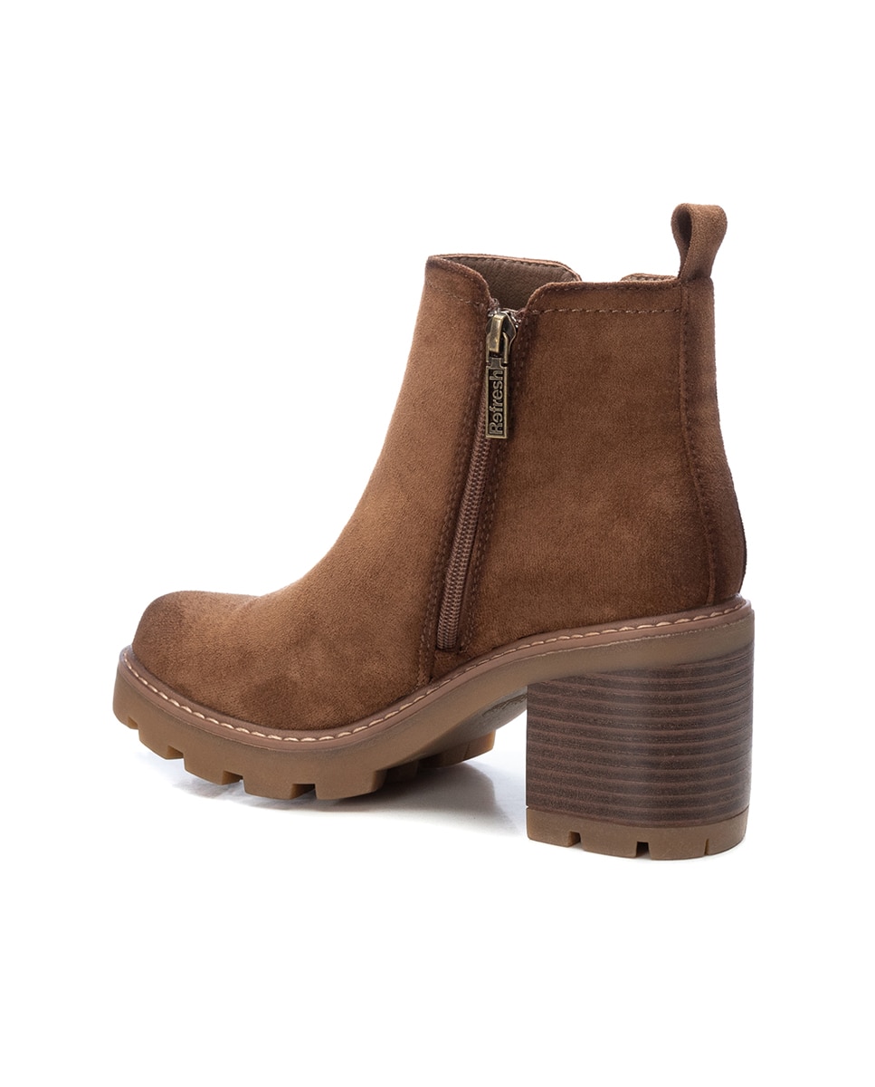 Botines básicos de mujer con tacón ancho y cremallera - Refresh - Camel Camel-4