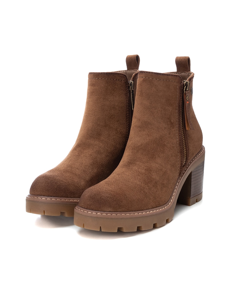 Botines básicos de mujer con tacón ancho y cremallera - Refresh - Camel Camel-5