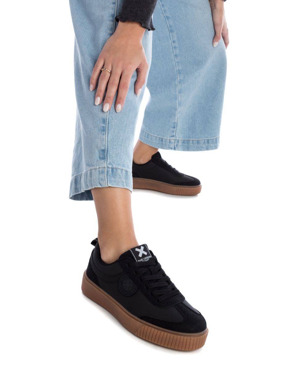 Zapatilla de mujer con cordones - Xti - Negro Negro-2