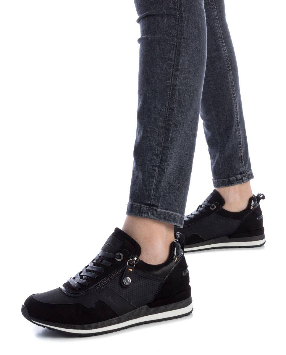 Zapatilla de mujer con cordones - Refresh - Negro Negro-2