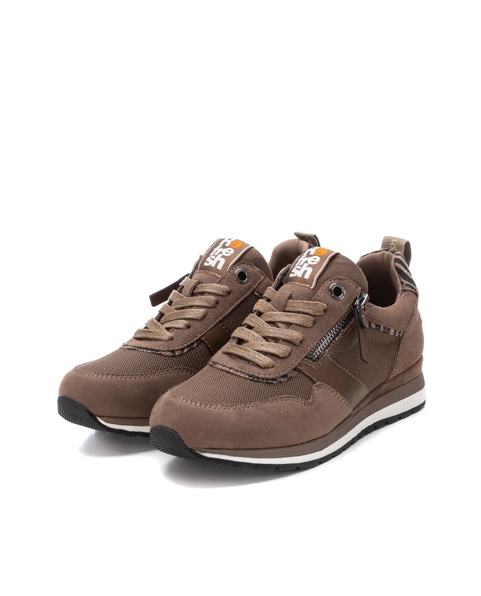 Zapatilla de mujer con cordones - Refresh - Marrón Marrón-5