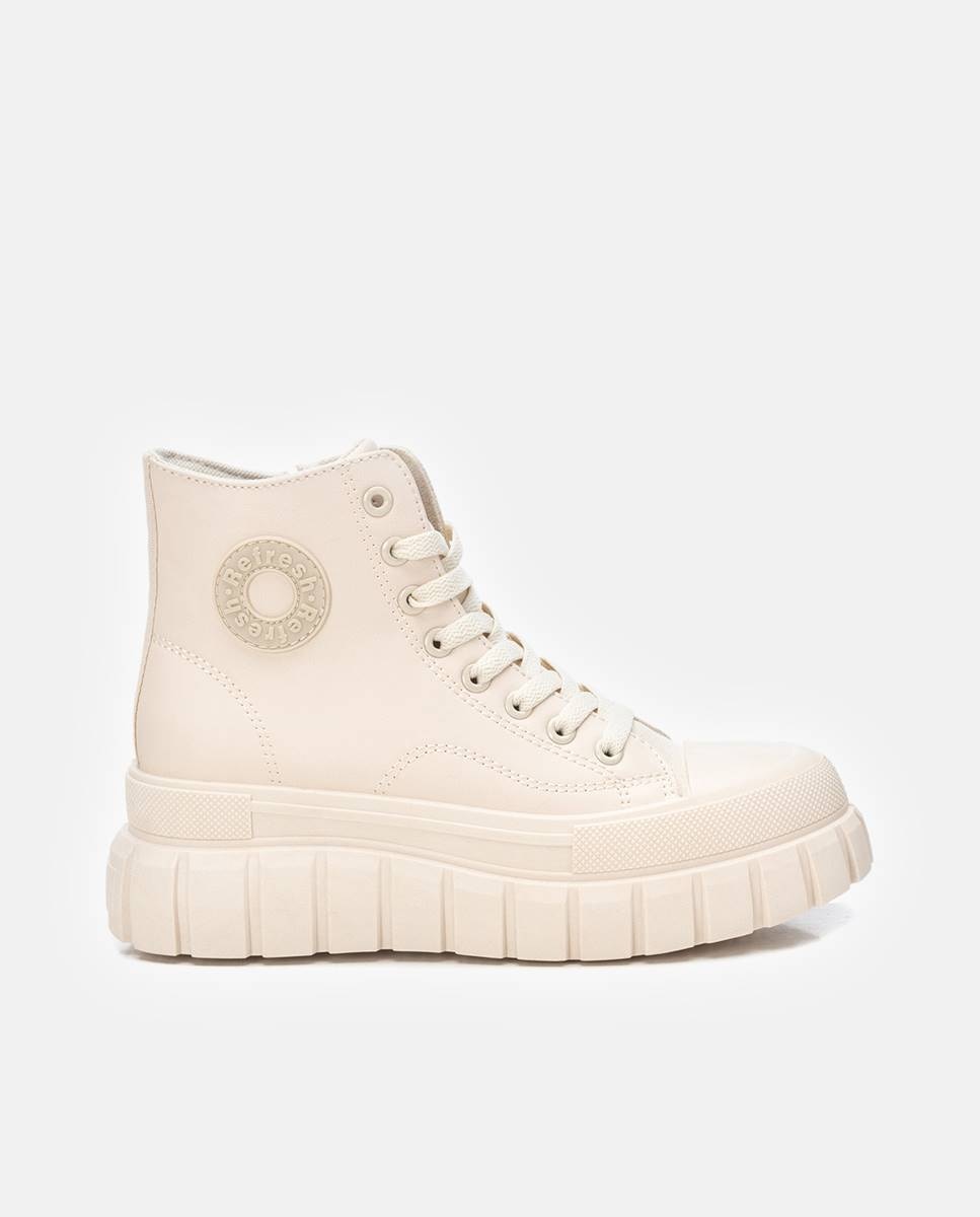 Botines de mujer con cordones - Refresh - Beige Beige-1