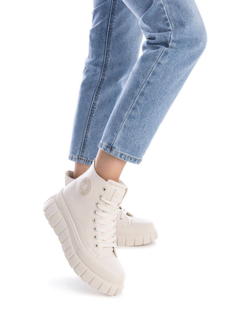 Botines de mujer con cordones - Refresh - Beige Beige-2