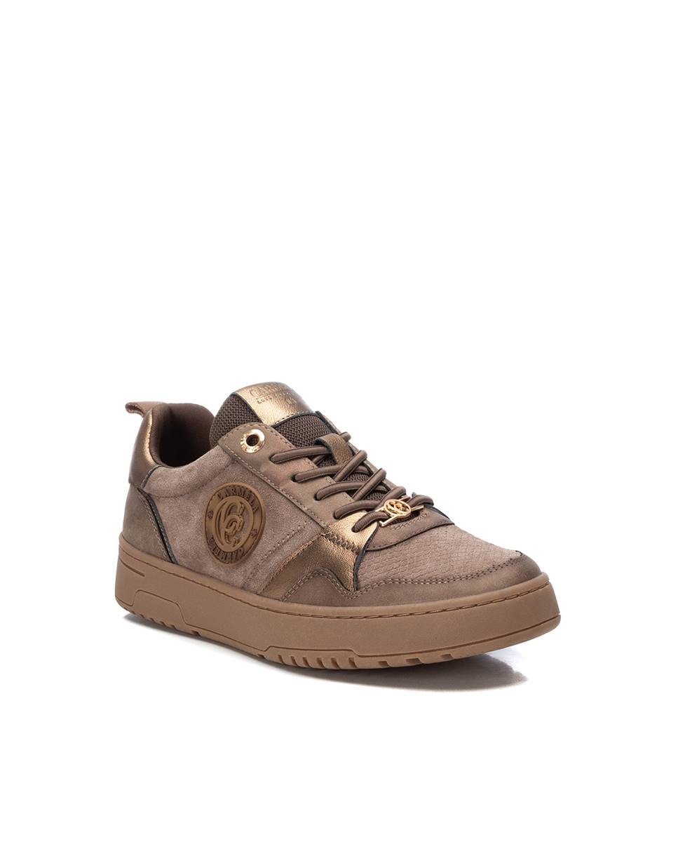 Zapatilla de mujer con cordones de piel - Carmela - Marrón Marrón-3