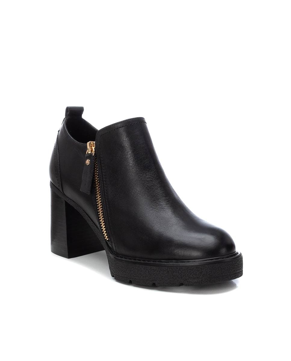 Botines de mujer de piel con tacón alto y cremallera - Carmela - Negro Negro-3