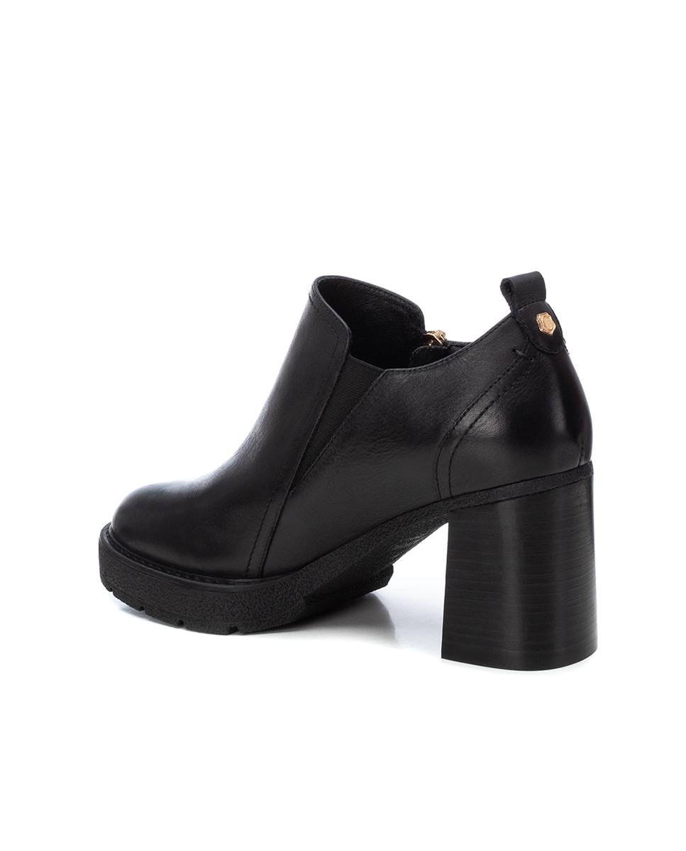 Botines de mujer de piel con tacón alto y cremallera - Carmela - Negro Negro-4