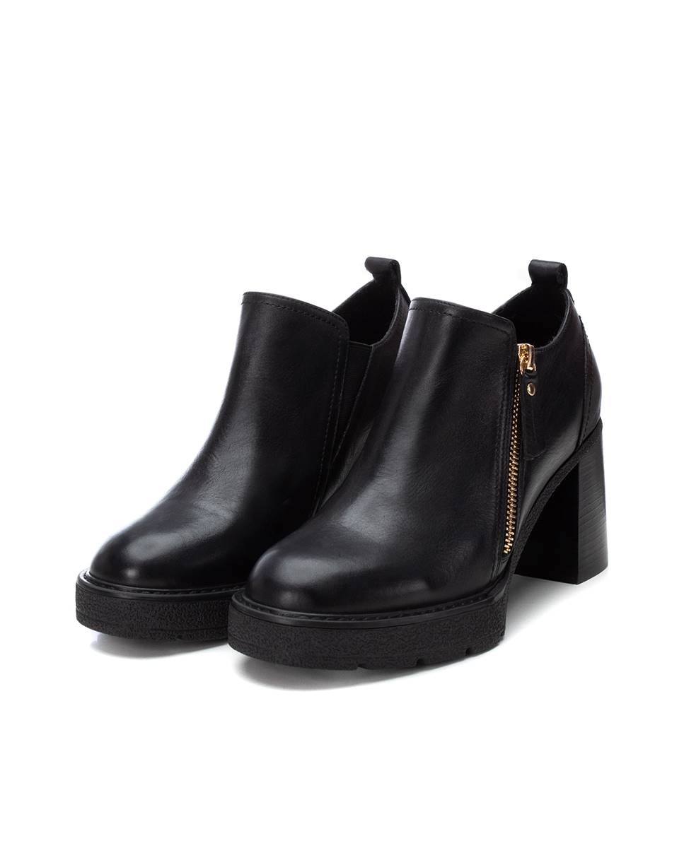 Botines de mujer de piel con tacón alto y cremallera - Carmela - Negro Negro-5