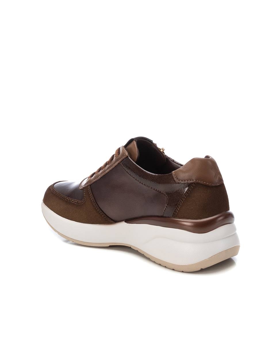 Zapatilla de mujer con cordones metalizada - Xti - Marrón Marrón-4