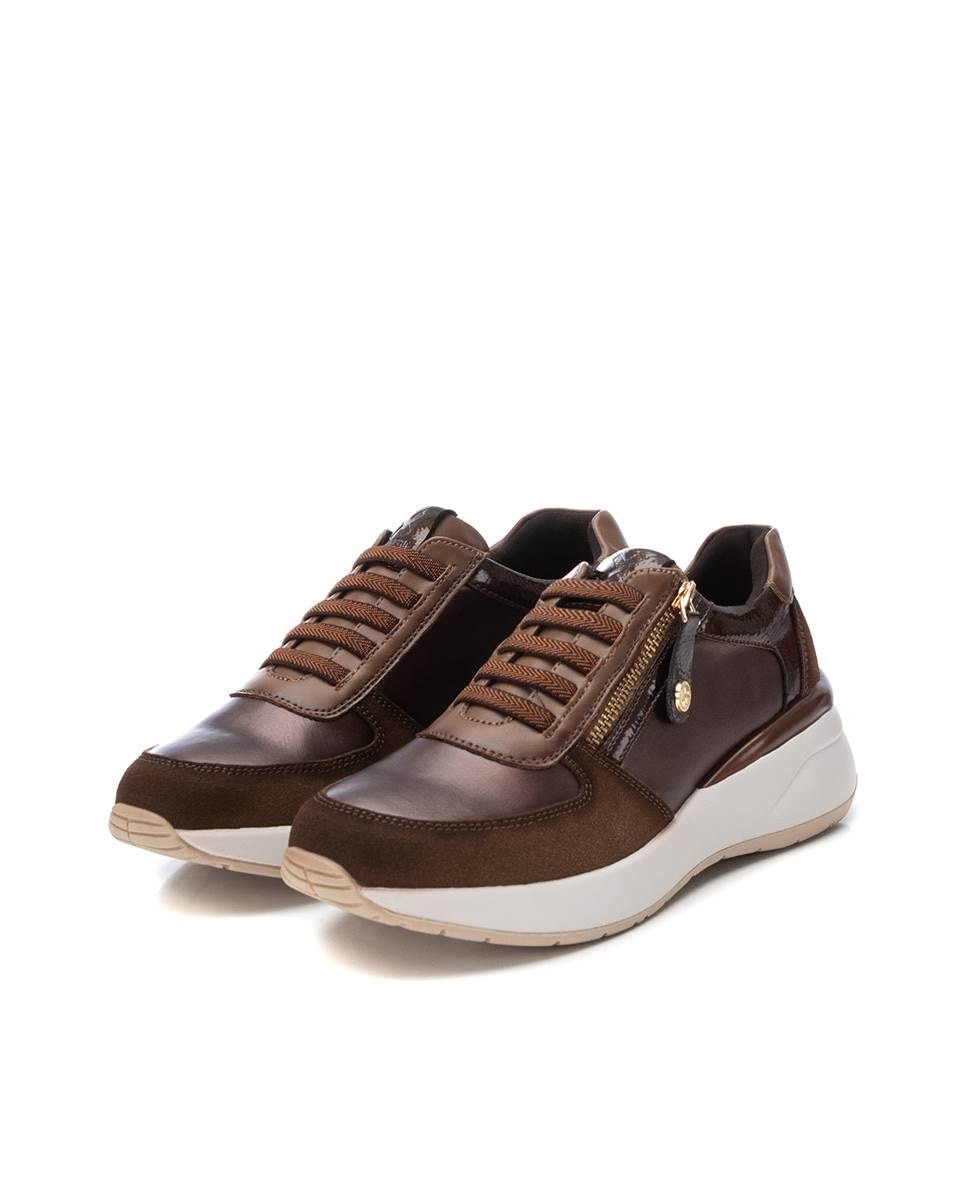 Zapatilla de mujer con cordones metalizada - Xti - Marrón Marrón-5