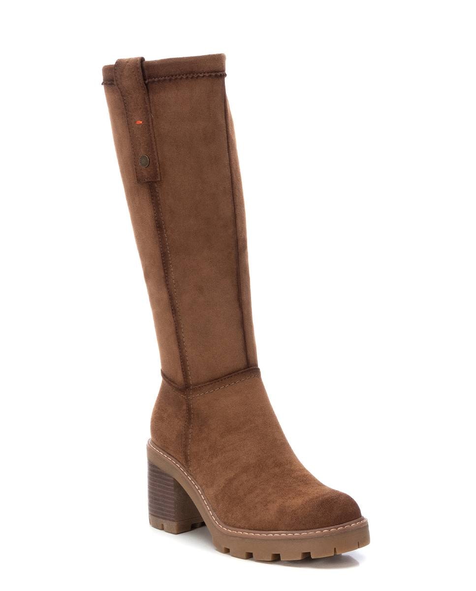 Bota de mujer elástica con tacón ancho - Refresh - Camel Camel-3
