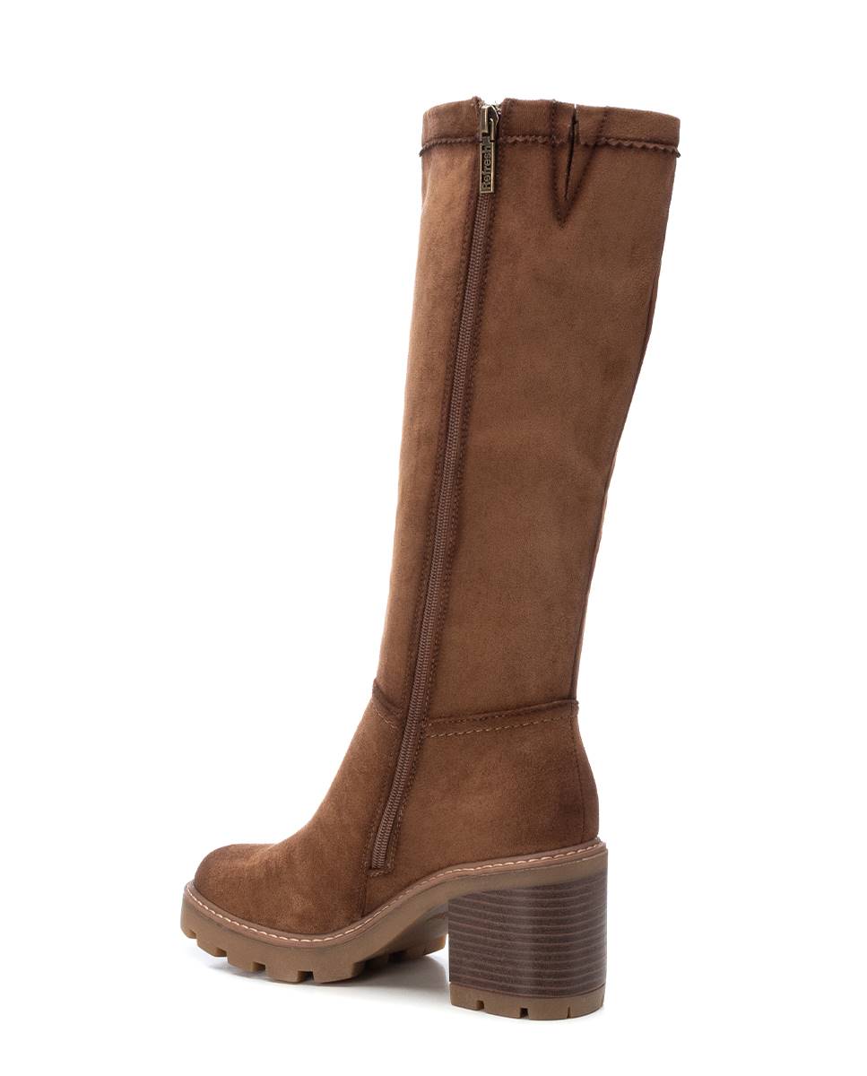 Bota de mujer elástica con tacón ancho - Refresh - Camel Camel-4