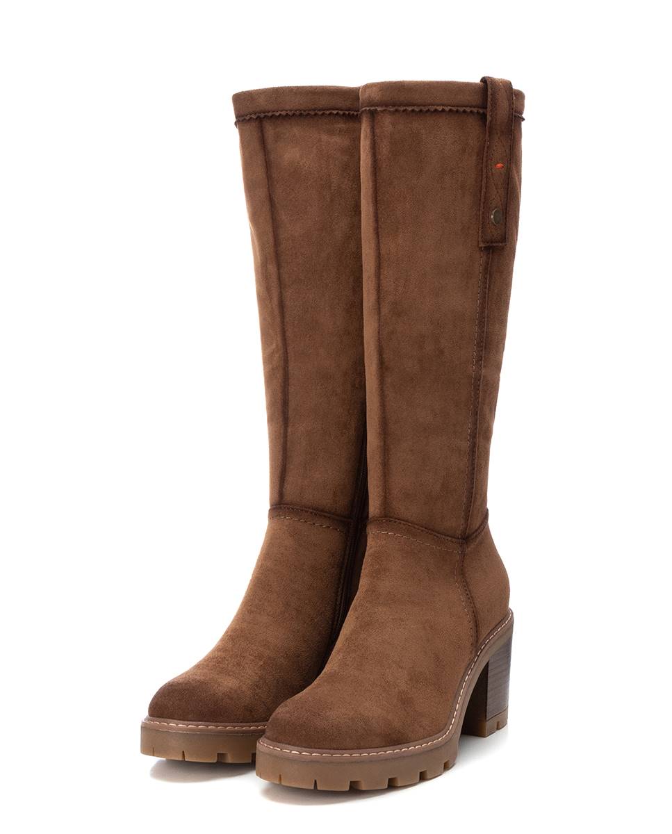 Bota de mujer elástica con tacón ancho - Refresh - Camel Camel-5