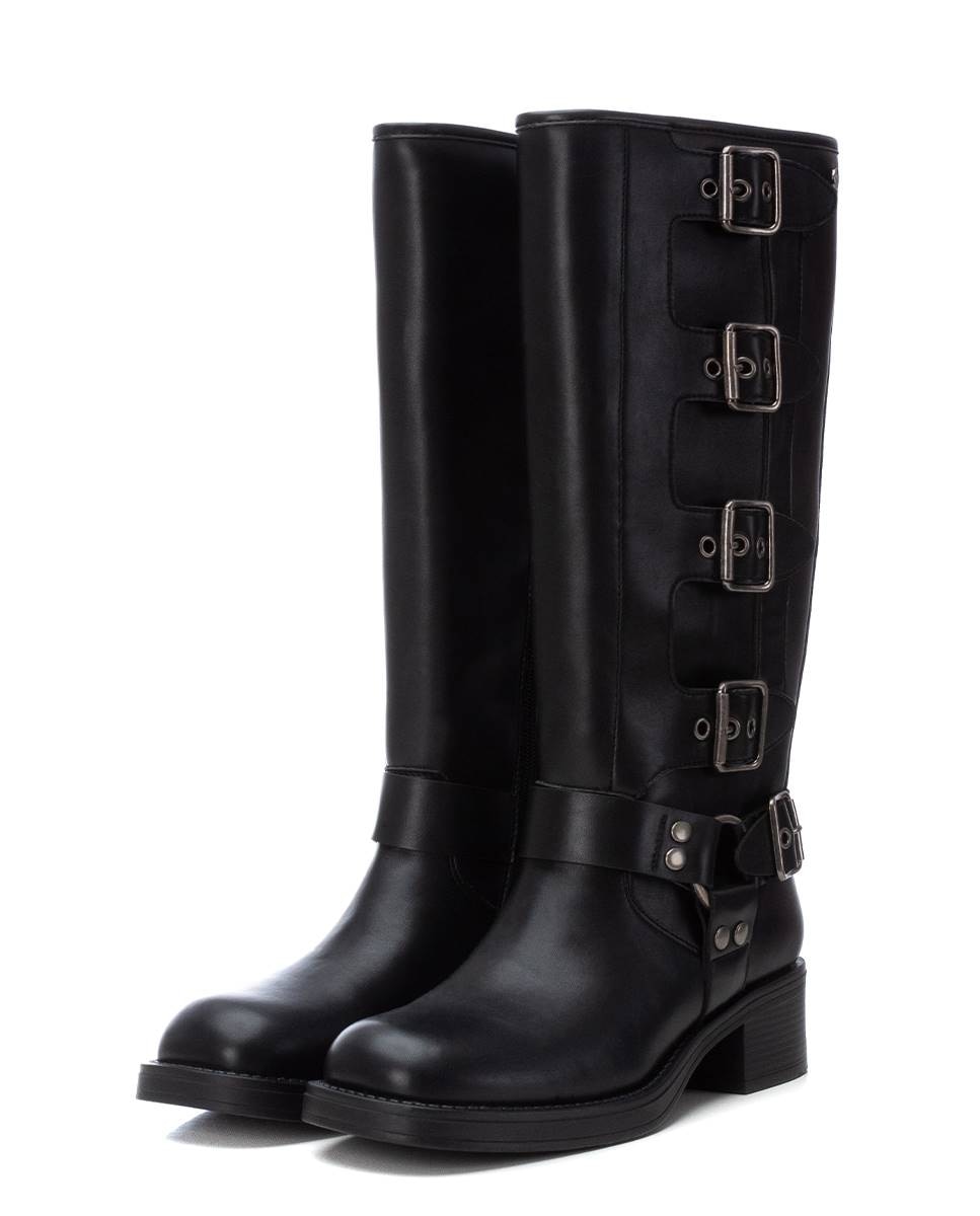 Bota de mujer motera con hebillas - Xti - Negro Negro-5