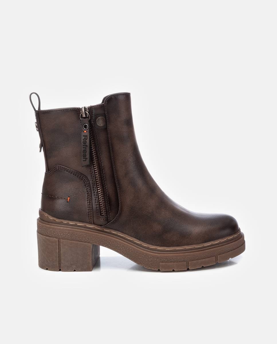 Botines de mujer con cremallera - Refresh - Marrón Marrón-1