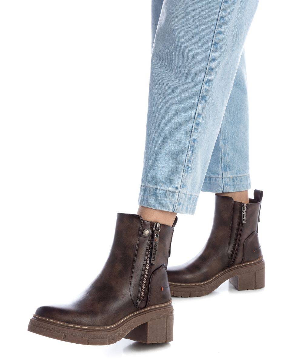 Botines de mujer con cremallera - Refresh - Marrón Marrón-2