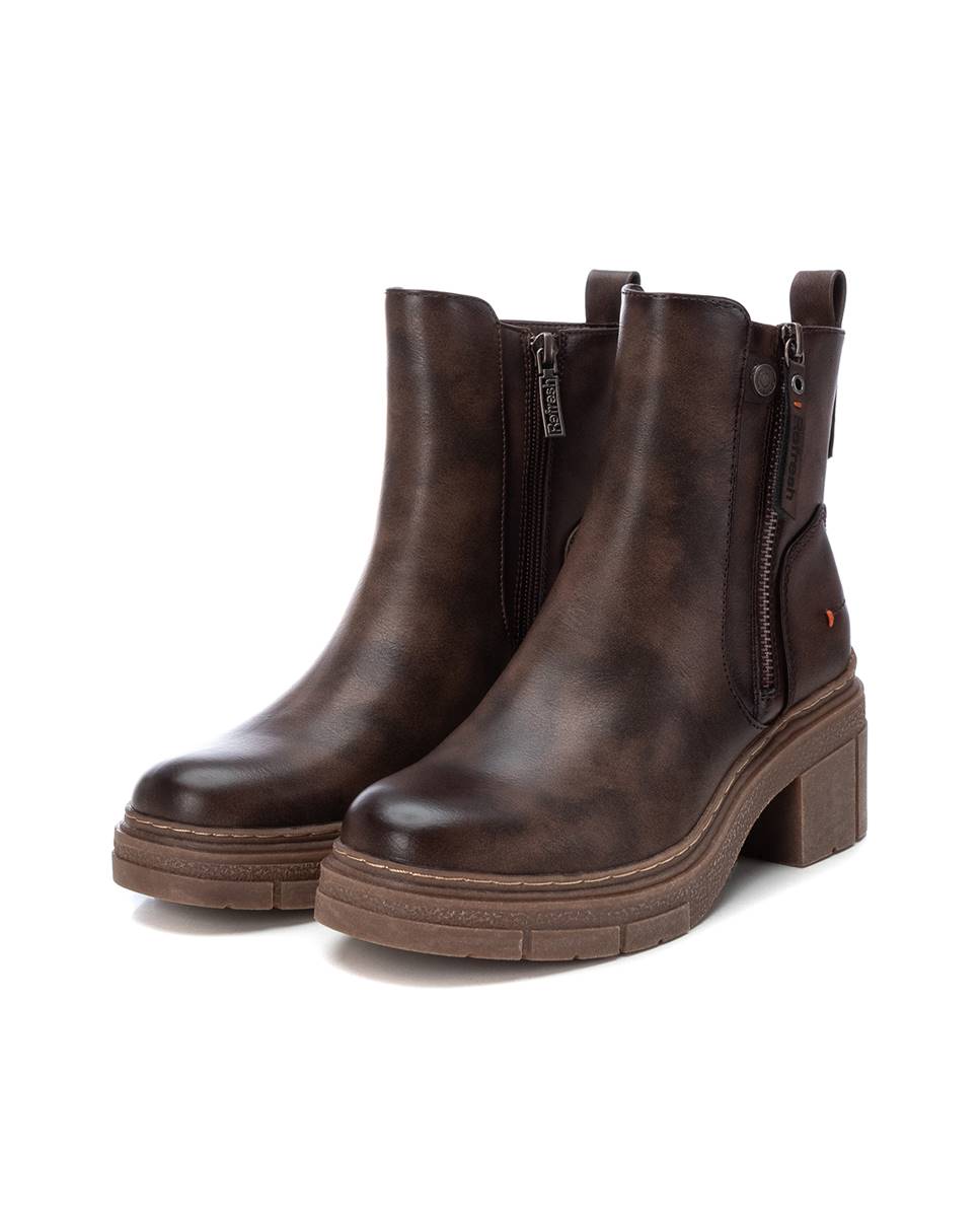 Botines de mujer con cremallera - Refresh - Marrón Marrón-5
