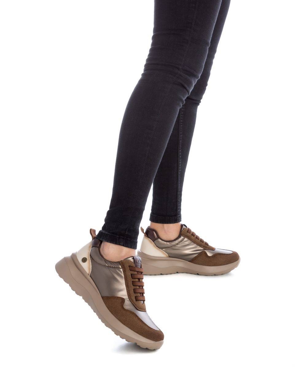 Zapatilla de mujer con cordones - Xti - Marrón Marrón-2