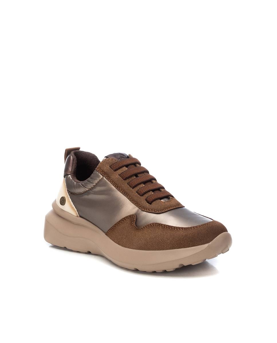 Zapatilla de mujer con cordones - Xti - Marrón Marrón-4