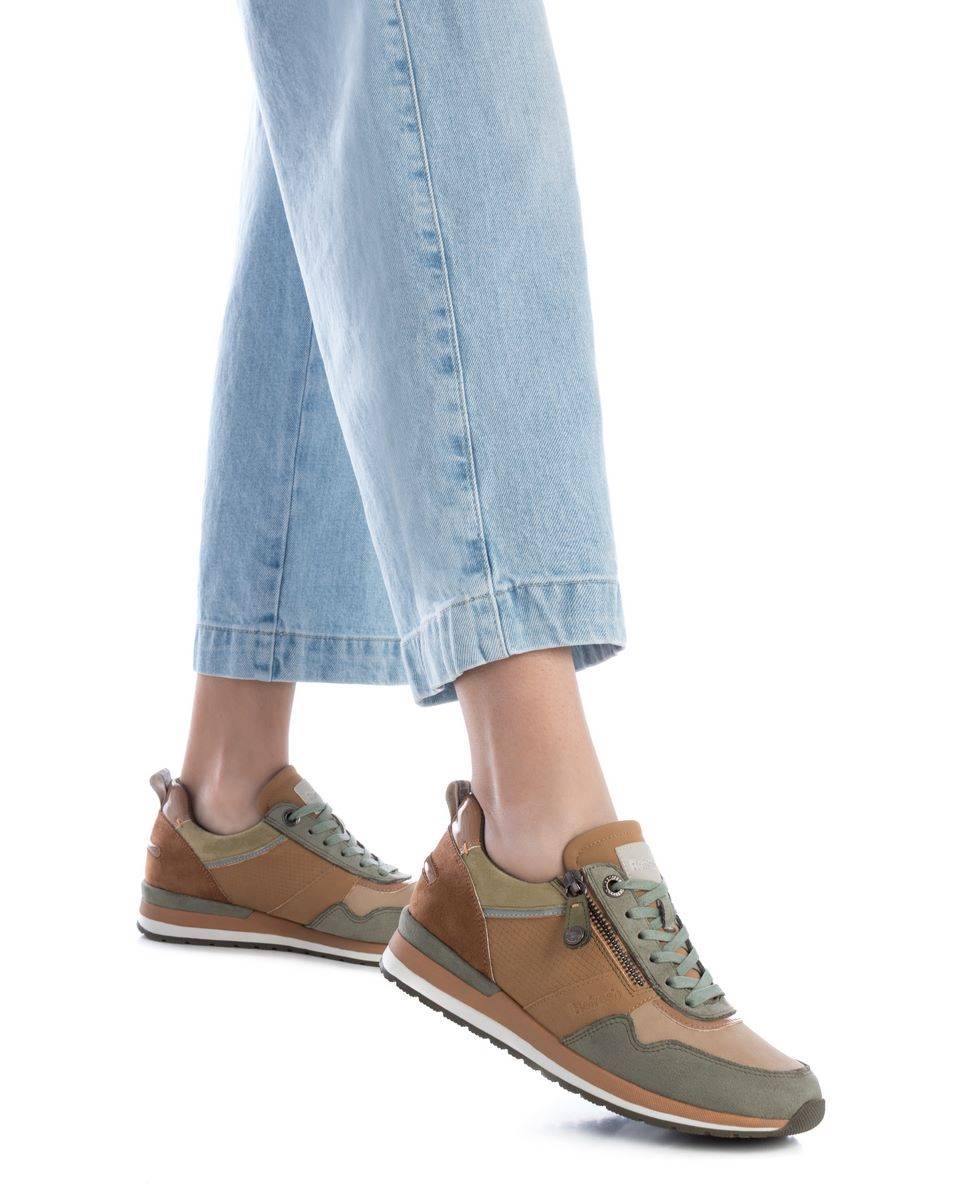 Zapatilla de mujer con cordones - Refresh - Kaki Kaki-2
