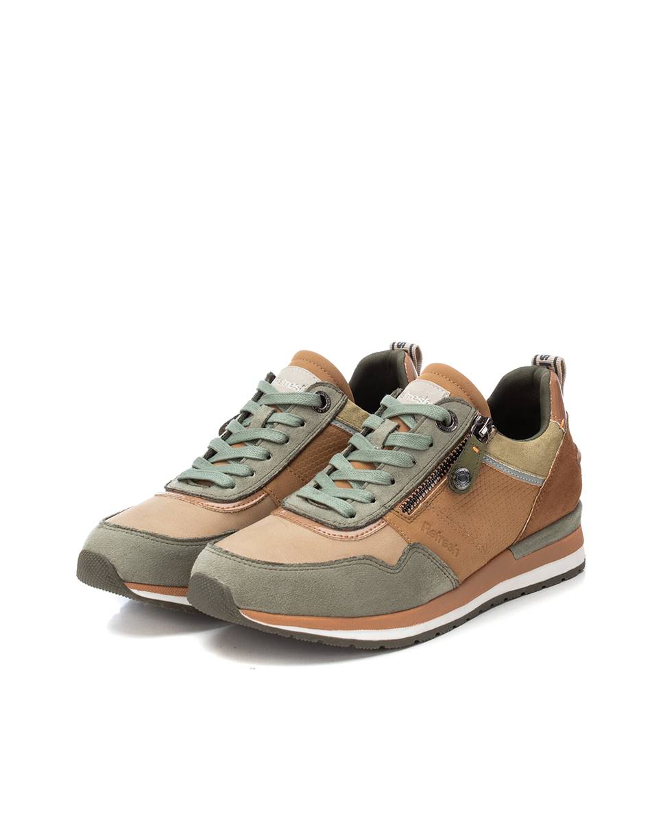 Zapatilla de mujer con cordones - Refresh - Kaki Kaki-5