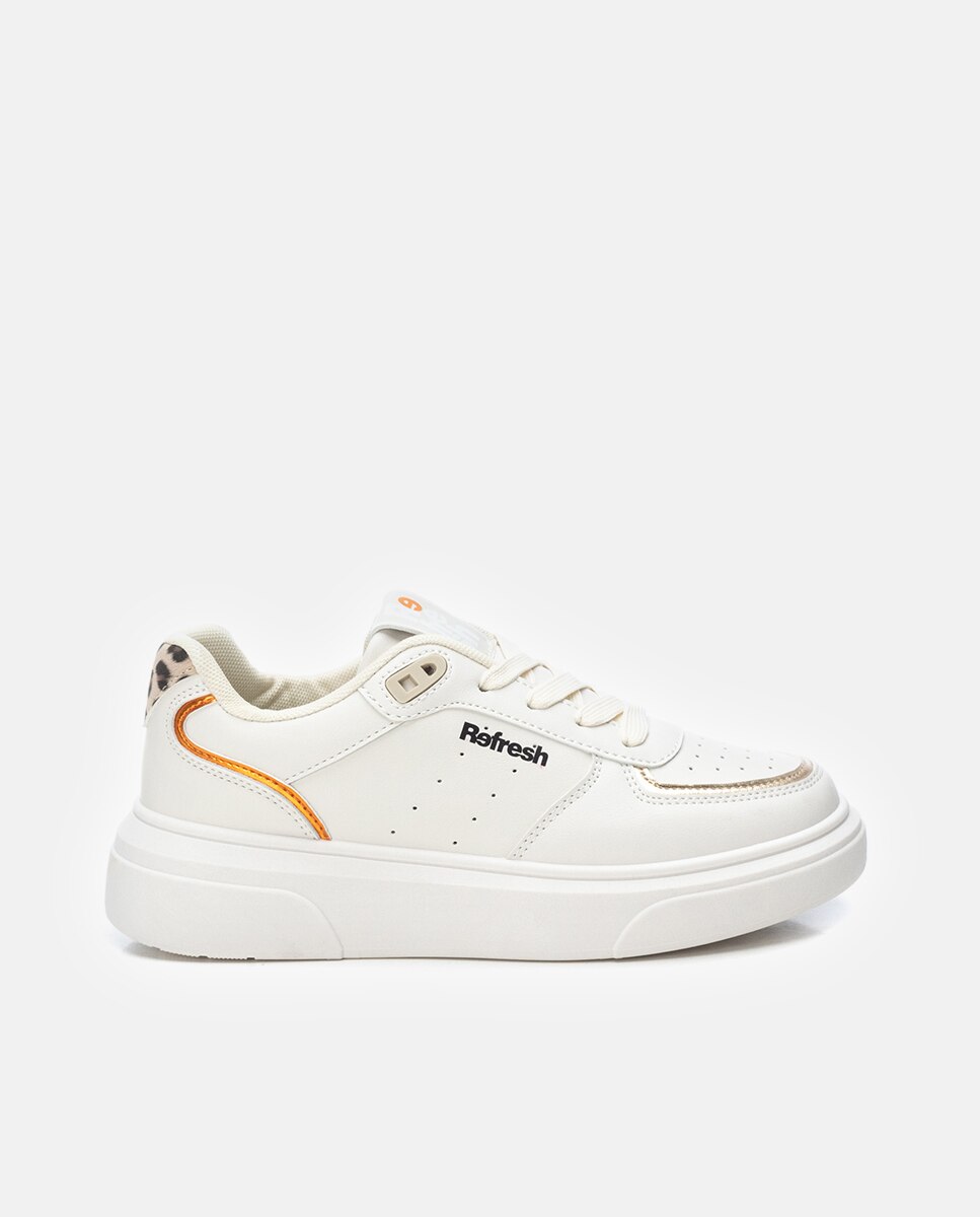 Zapatilla de mujer con cordones - Refresh - Blanco Blanco-1