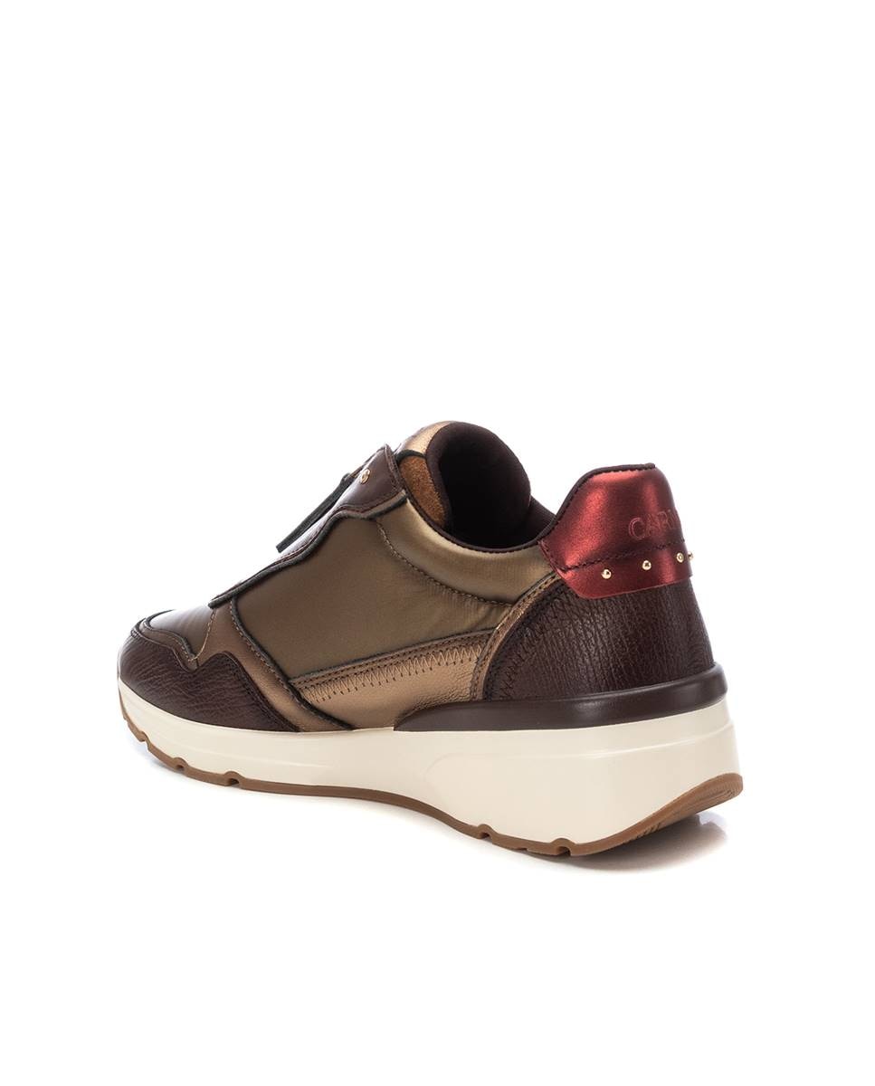 Zapatilla de mujer de piel con cordones - Carmela - Marrón Marrón-4