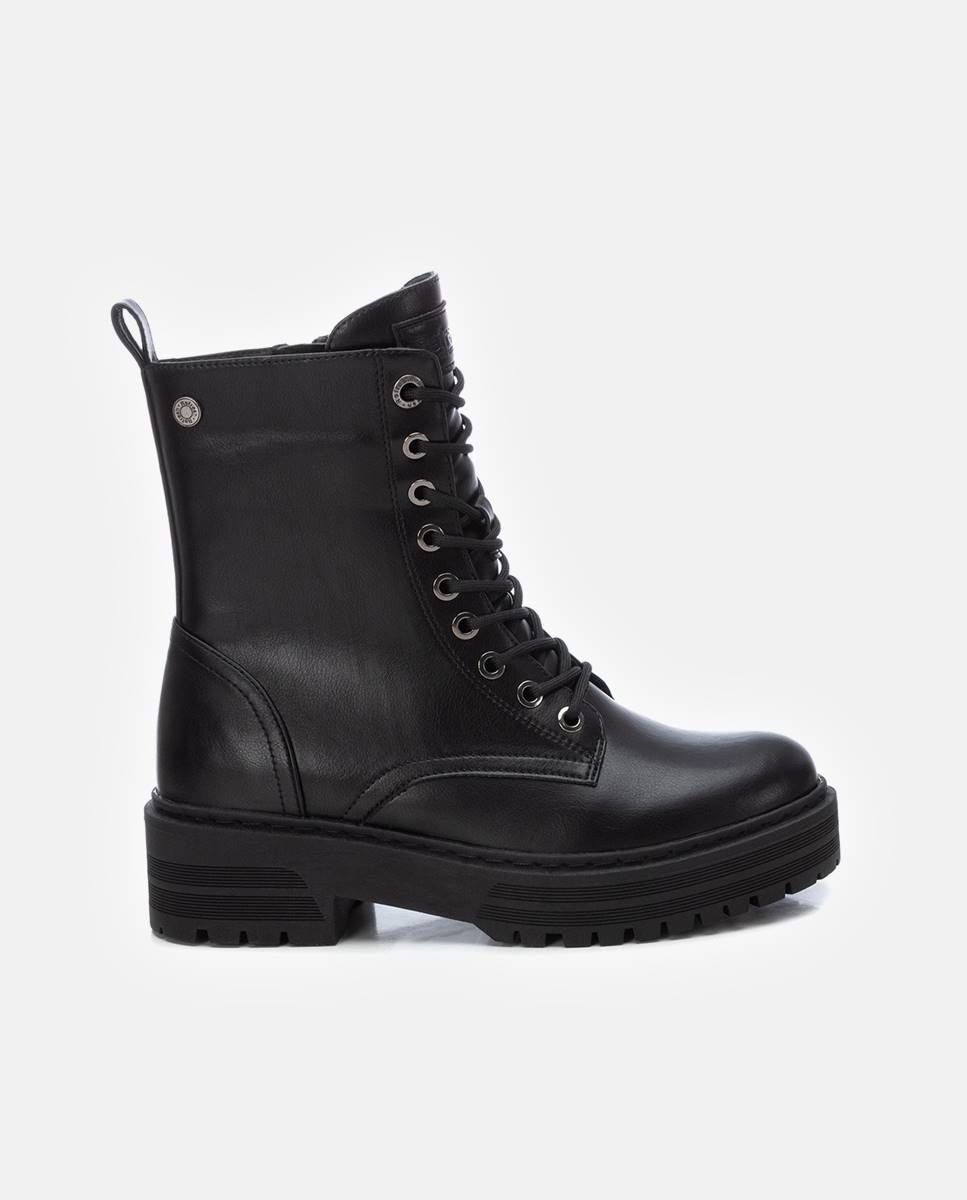 Botín de mujer con cordones metalizado - Refresh - Negro Negro-1