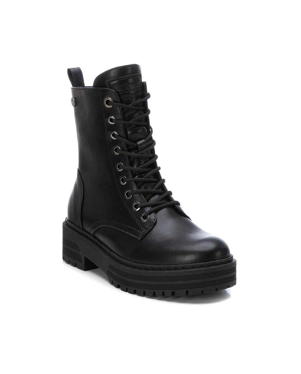 Botín de mujer con cordones metalizado - Refresh - Negro Negro-3