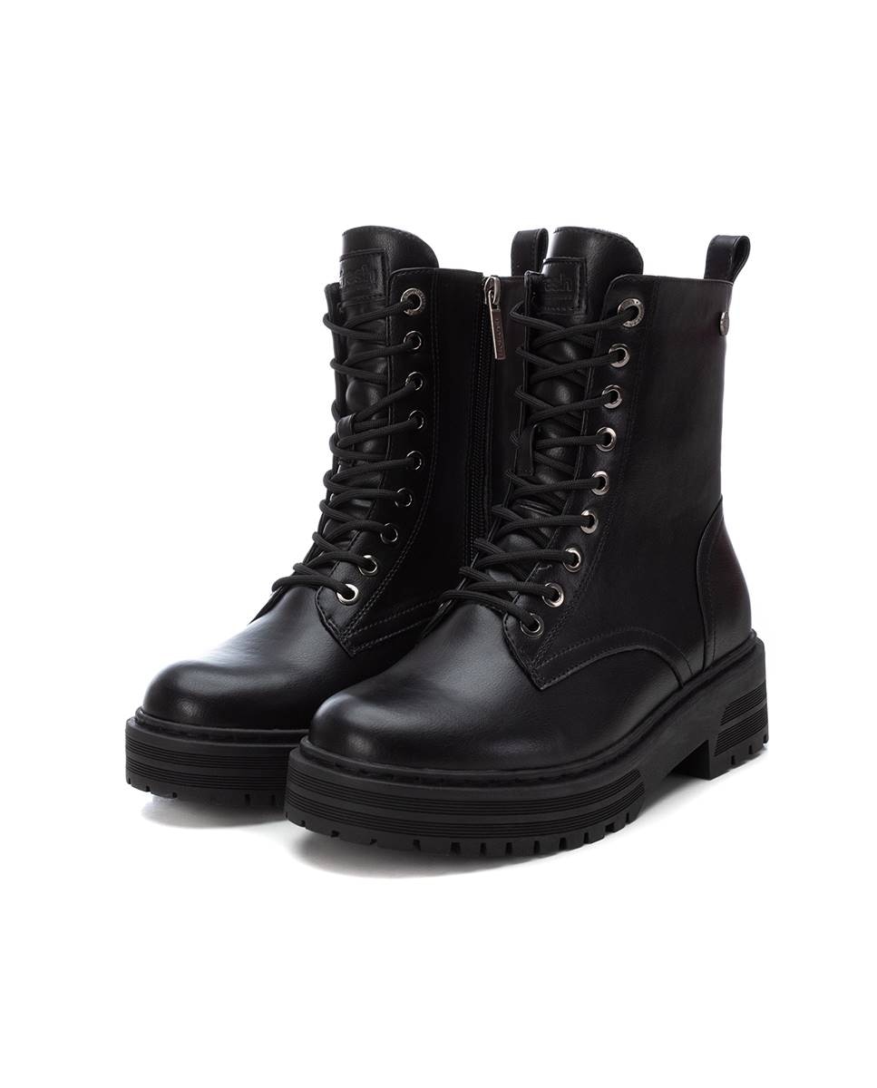 Botín de mujer con cordones metalizado - Refresh - Negro Negro-5