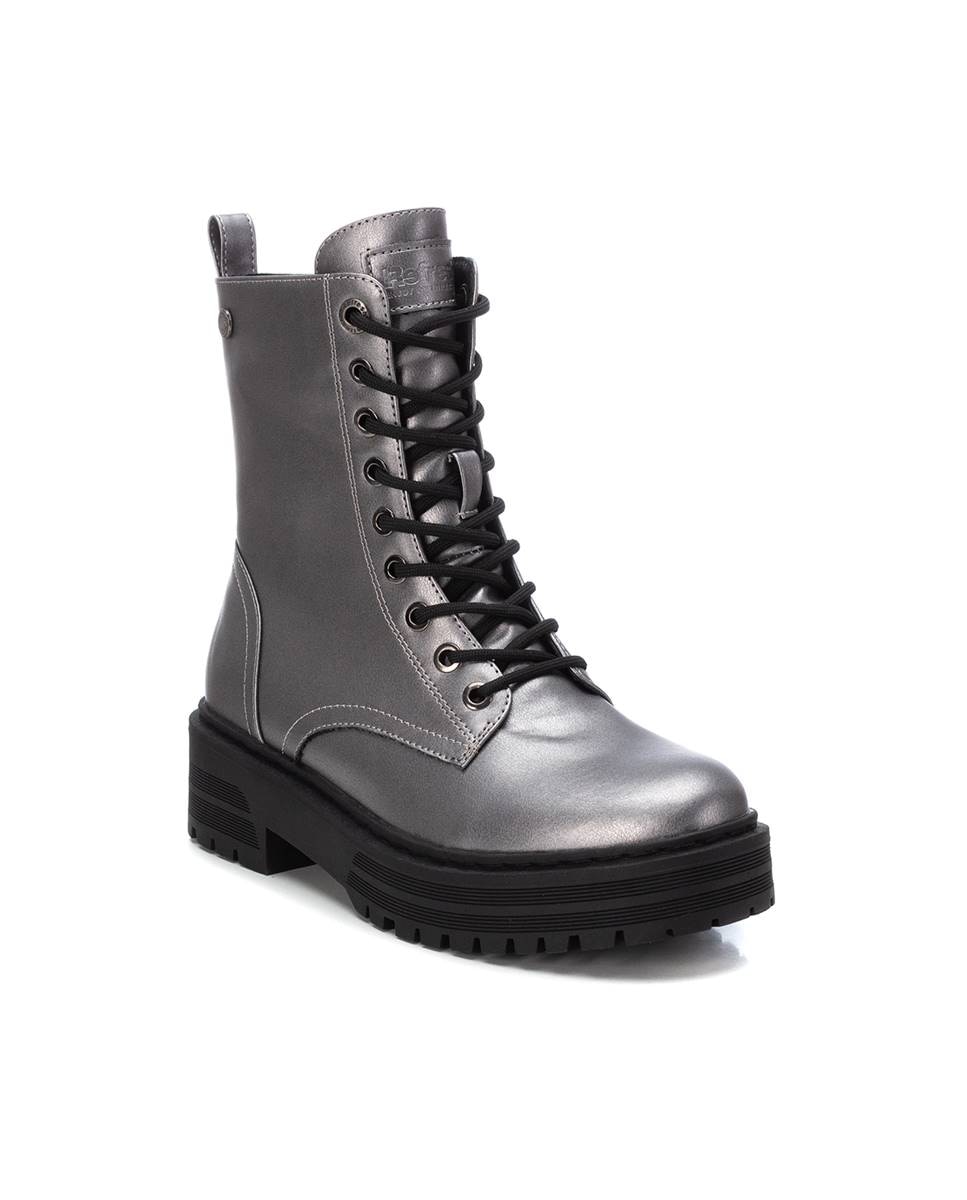 Botín de mujer con cordones metalizado - Refresh - Gris Gris-3