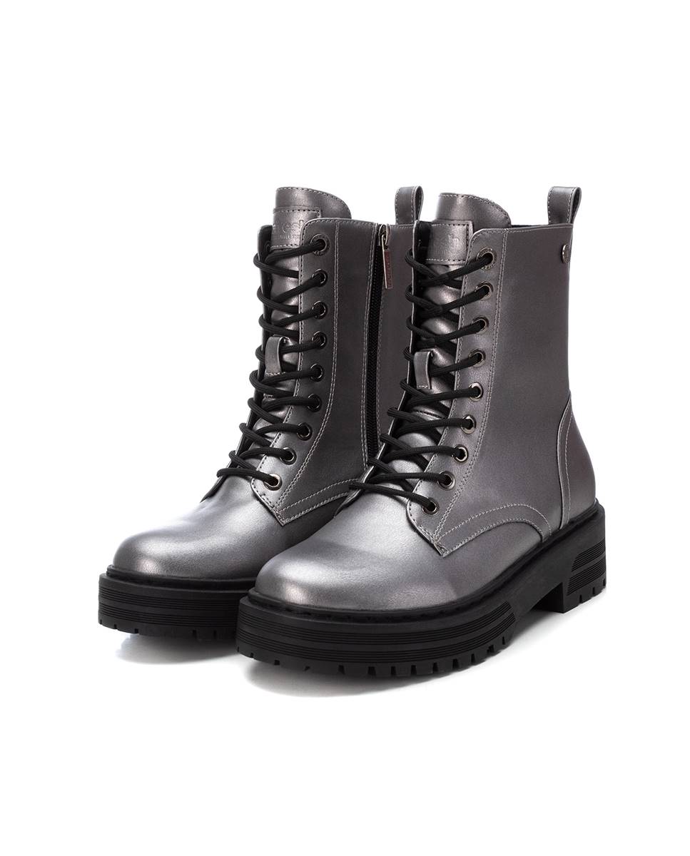 Botín de mujer con cordones metalizado - Refresh - Gris Gris-5