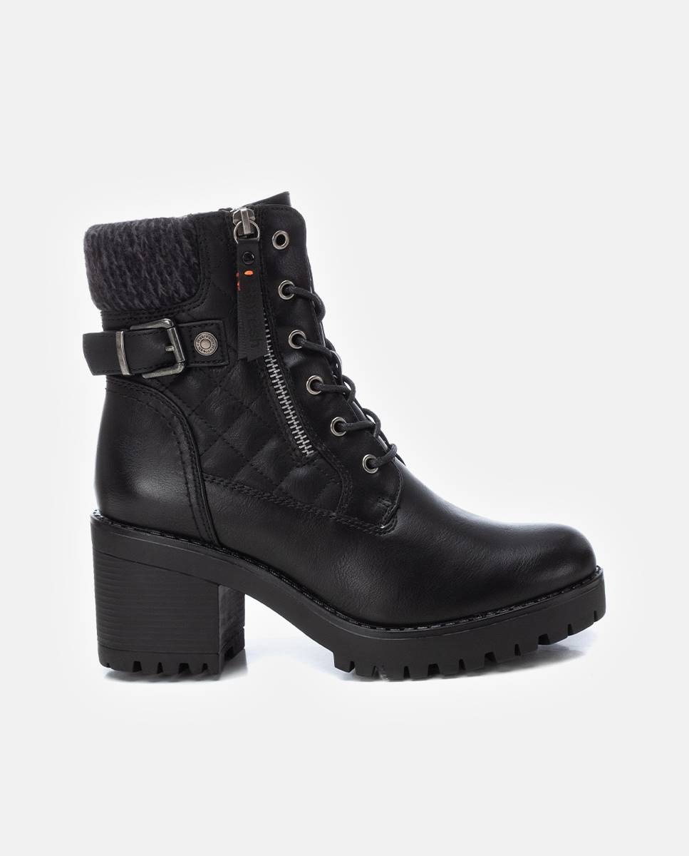 Botines de mujer con tacón ancho y cremallera - Refresh - Negro Negro-1